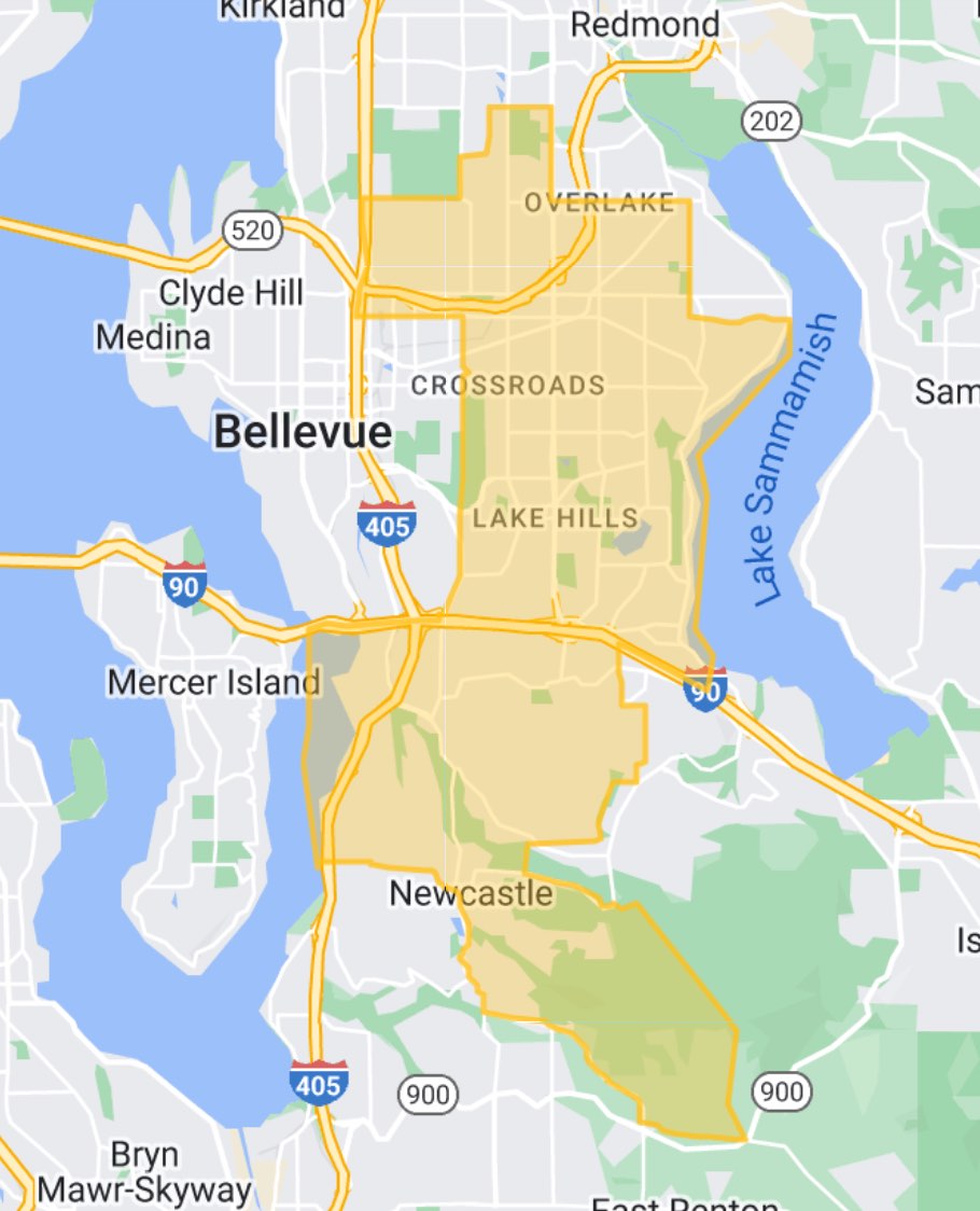 boundary map for Bellevue National Little League